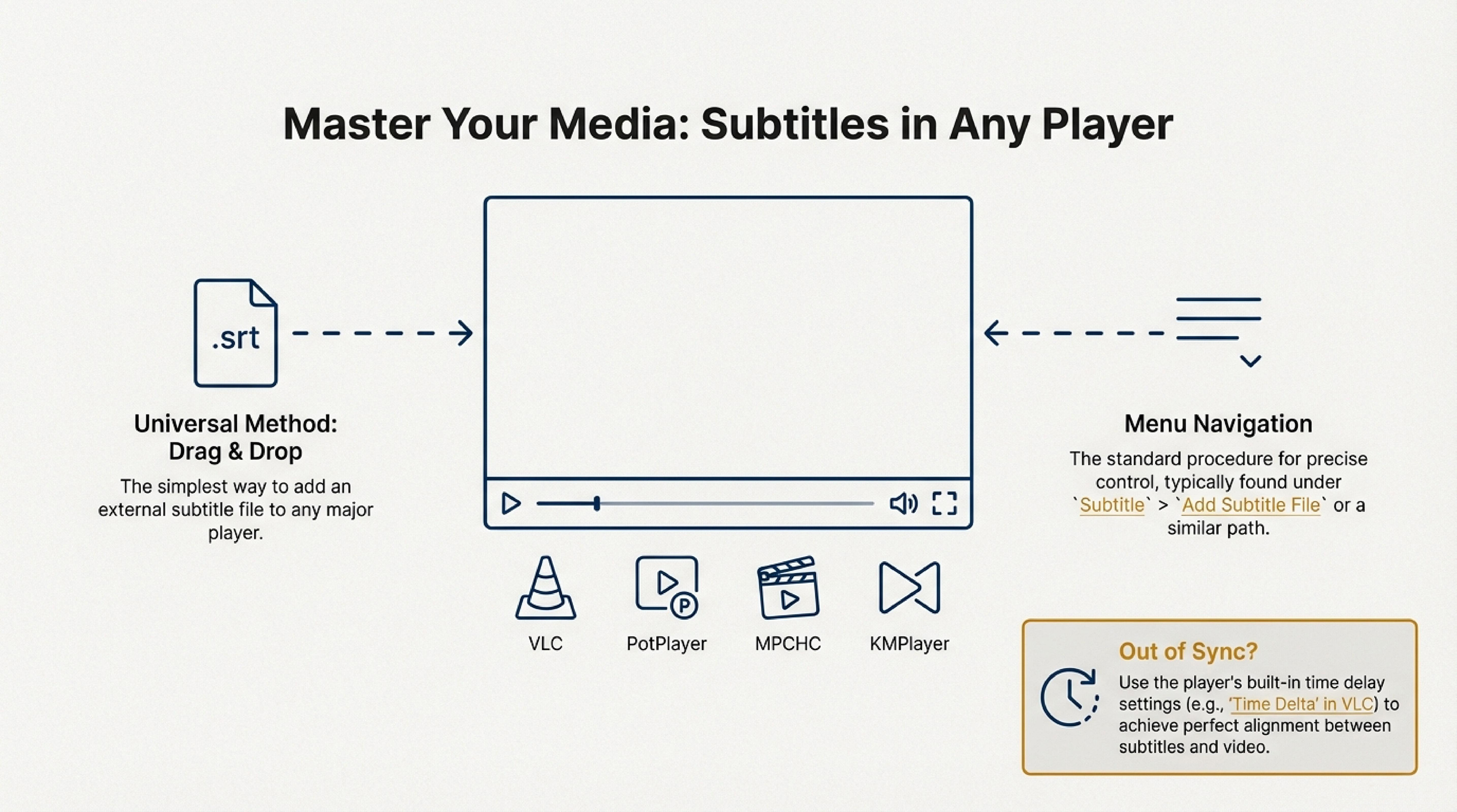 How to Enable Subtitles and Add Your Own Subtitle Track on Popular Video Players
